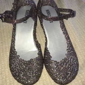 Multicolored glitter wedges